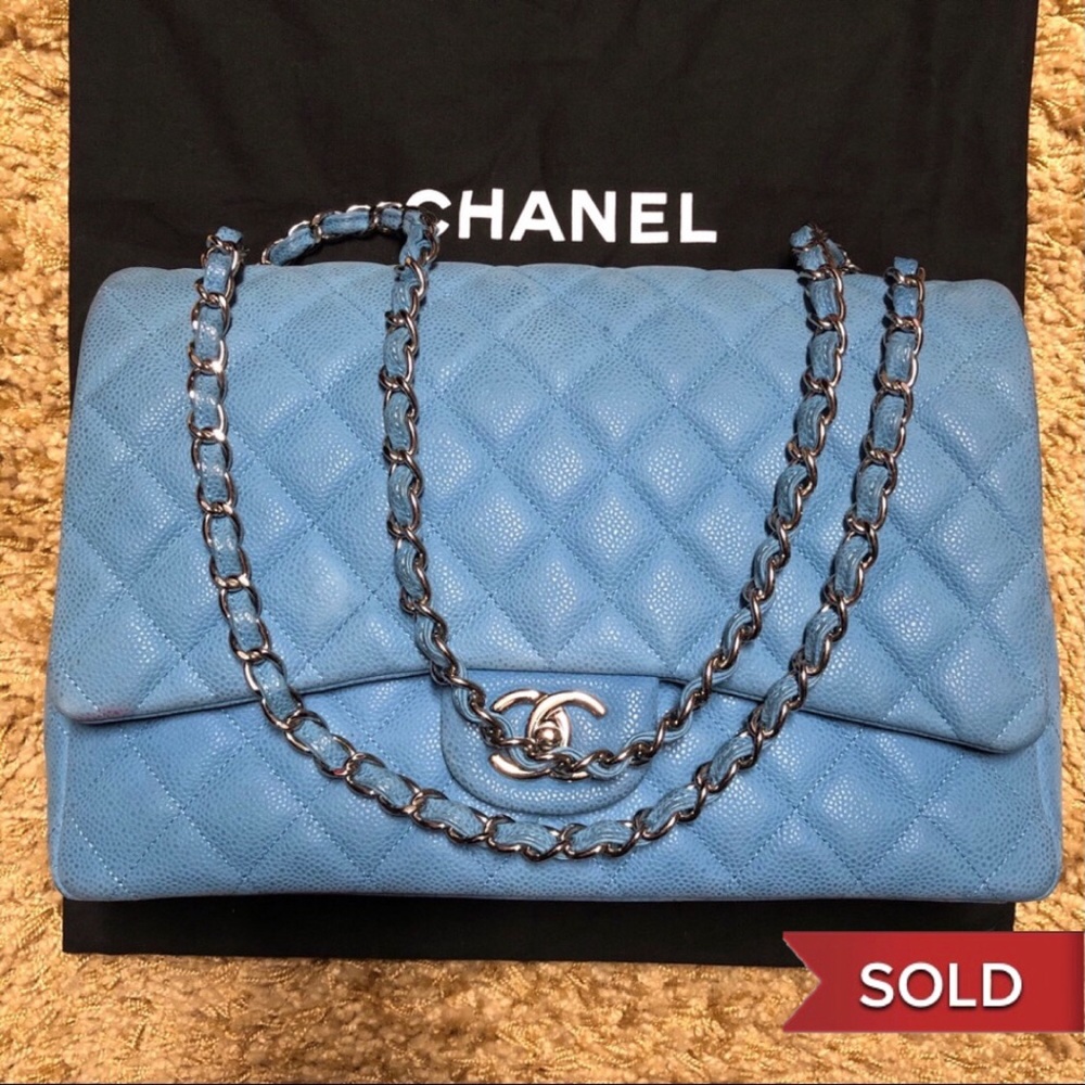 SOLD - Chanel double flap caviar maxi
